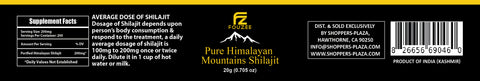 FOUZEE Pure Authentic Himalayan Mountain Shilajit Supplment Facts
