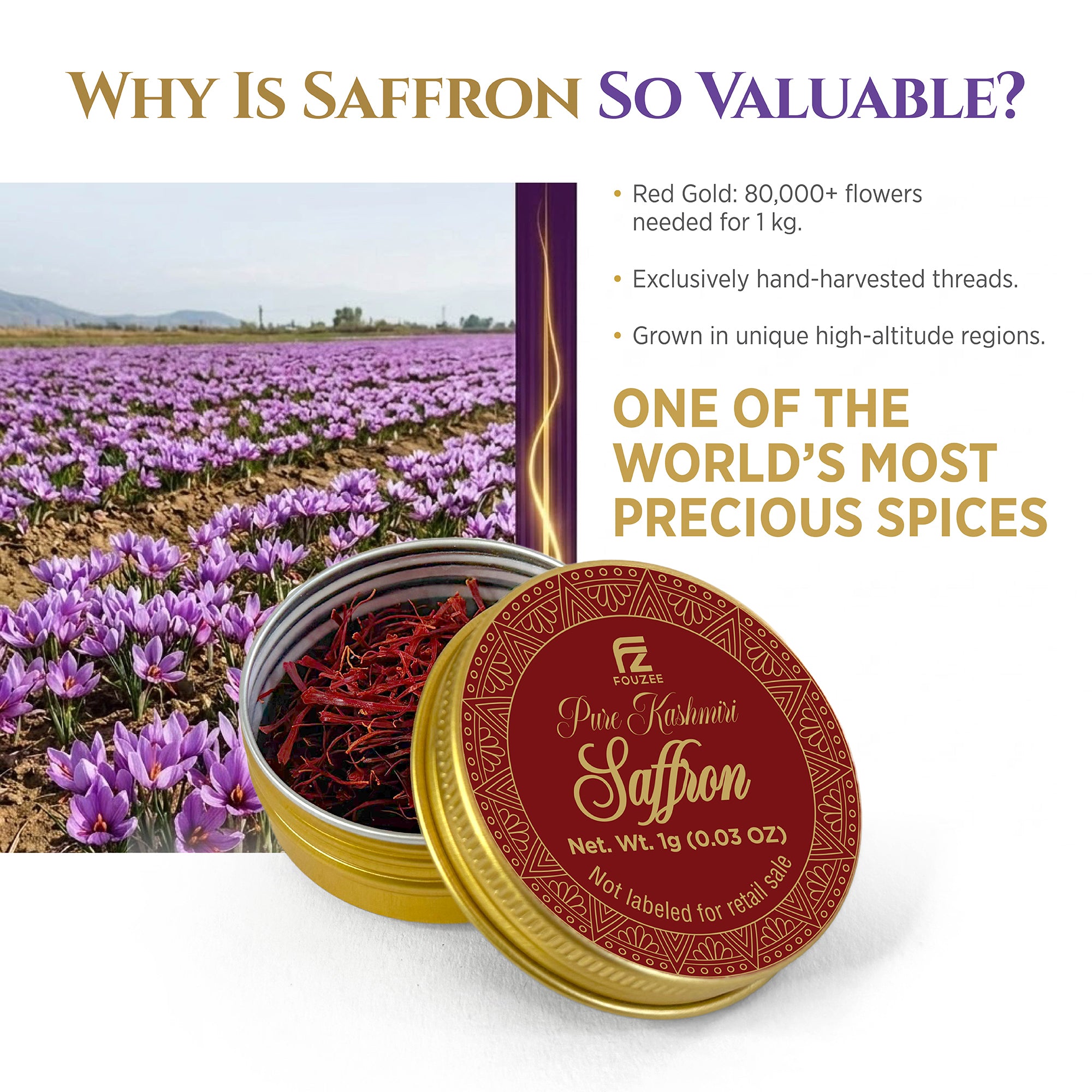 FOUZEE Pure Kashmiri Saffron Threads