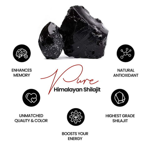 FOUZEE Pure Himalayan Mountains Shilajit - Authentic Hard Consistency, Natural Source of Fulvic Acid, Over 85 Trace Minerals, Includes Stainless Steel Spoon (30 Grams)